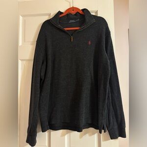 Polo by Ralph Lauren Men's Dark Charcoal Quarter-Zip Sweater Large